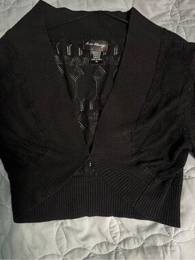 Love Always Black Open-Knit V-Neck Shrug bolero